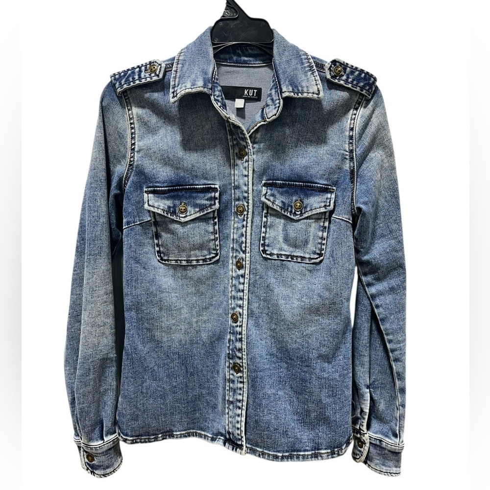 Kut from the Kloth Blue Denim Super Stretchy Jacket Size XS